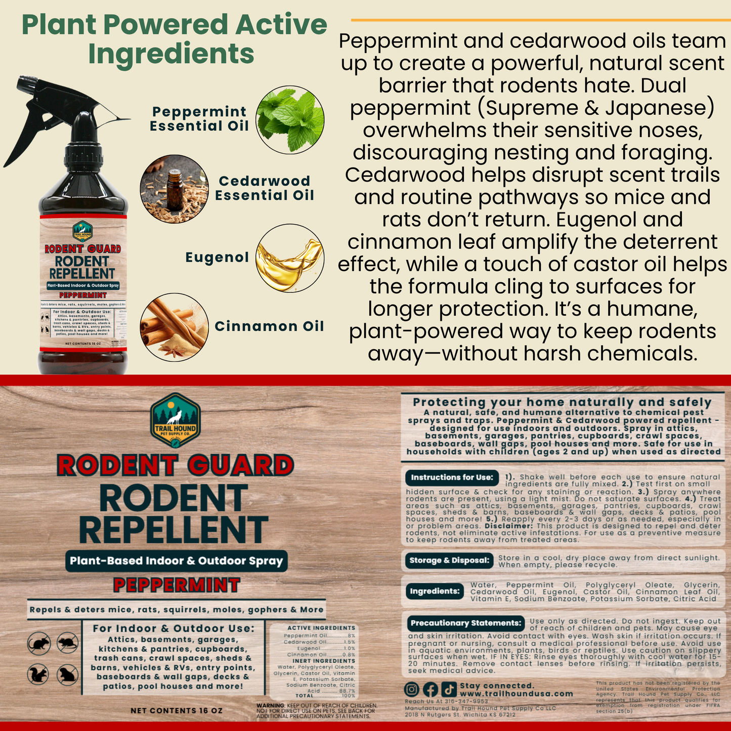 Rodent Guard: Peppermint Oil Rodent Repellent & Pest Control Spray