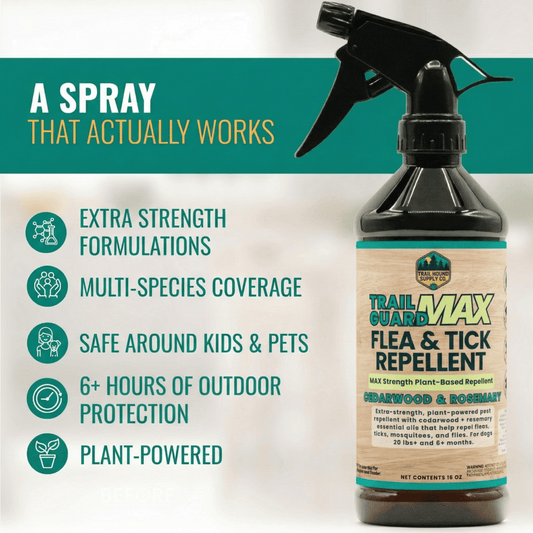 Trail Guard Max: Extra Strength Flea, Tick & Insect Spray (Cedarwood & Rosemary) 16oz Bottle