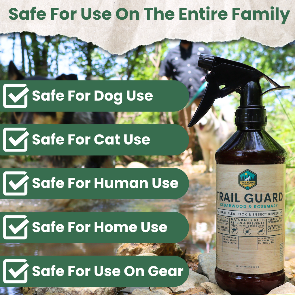 Trail Guard Extra Strength Plant Based Flea, Tick & Insect Spray for Dogs, People, & Home (Cedarwood & Rosemary) - 4oz Bottle
