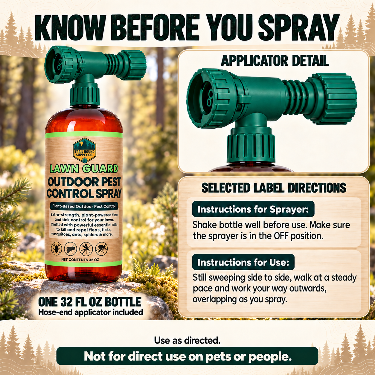 Lawn Guard Outdoor Pest Control Yard Spray - Cedarwood Essential Oil Formula - 32oz