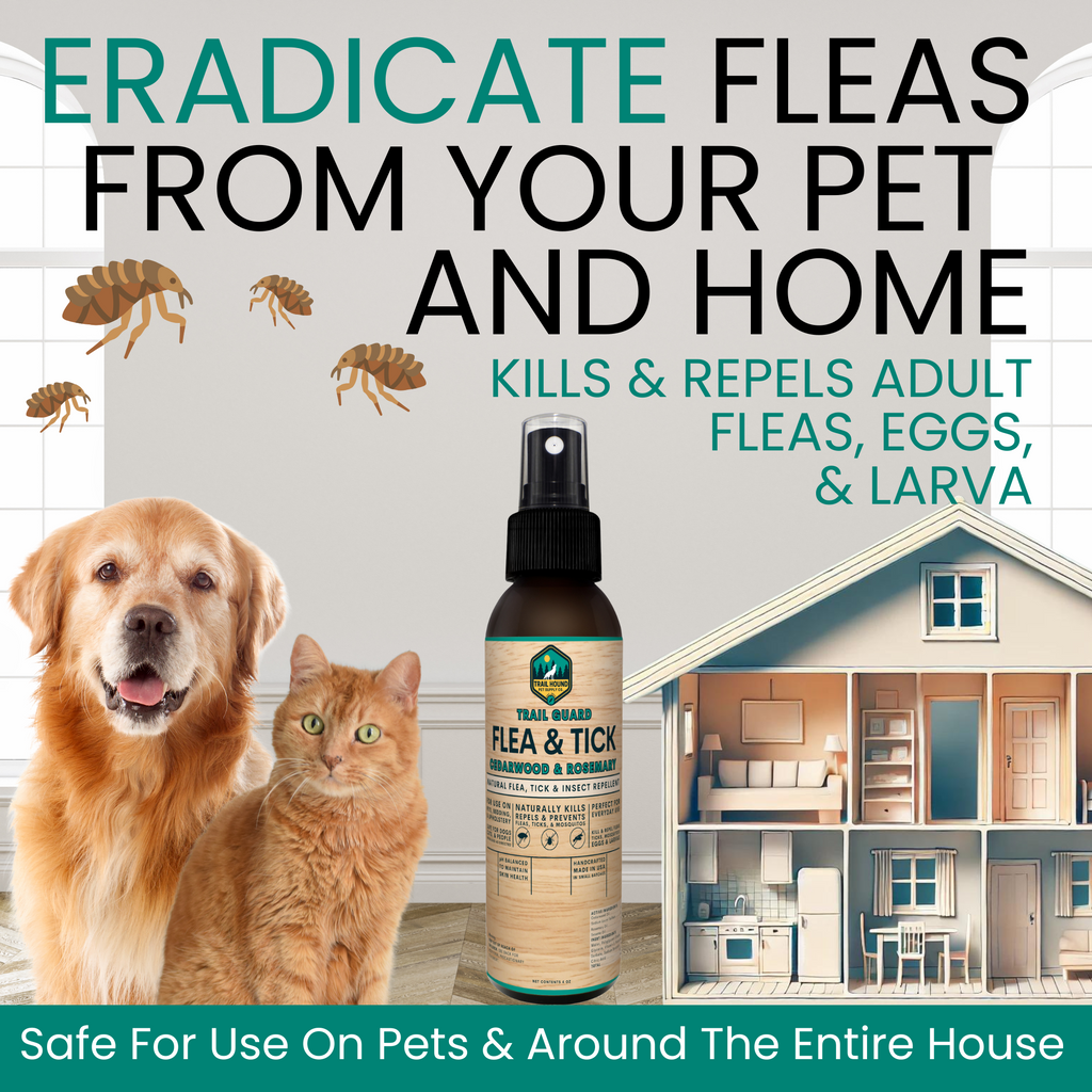 Trail Guard Extra Strength Plant Based Flea, Tick & Insect Spray for Dogs, People, & Home (Cedarwood & Rosemary) - 4oz Bottle